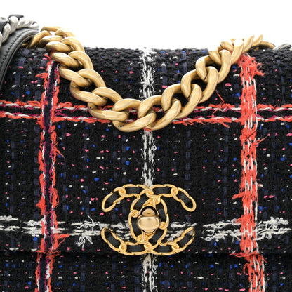 Chanel Tweed Quilted Medium Chanel 19 Flap Black Multicolor 8 of 11
