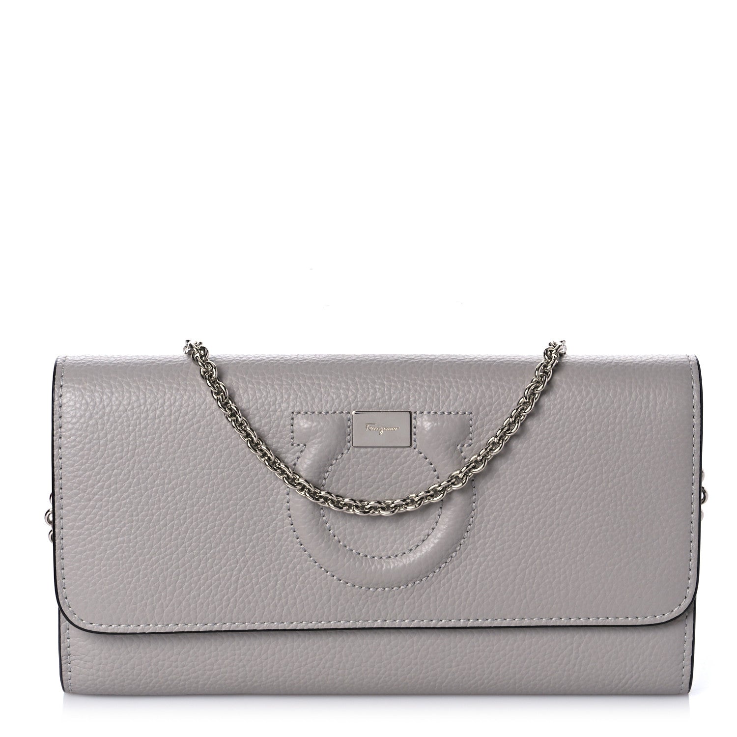 Salvatore Ferragamo Calfskin City Wallet On Chain Rhinoceros 1 of 9