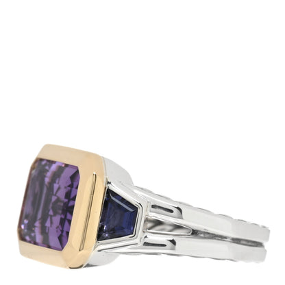 David Yurman Sterling Silver 18K Yellow Gold Amethyst Iolite Three Stone Novella Ring 60 9 3 of 6