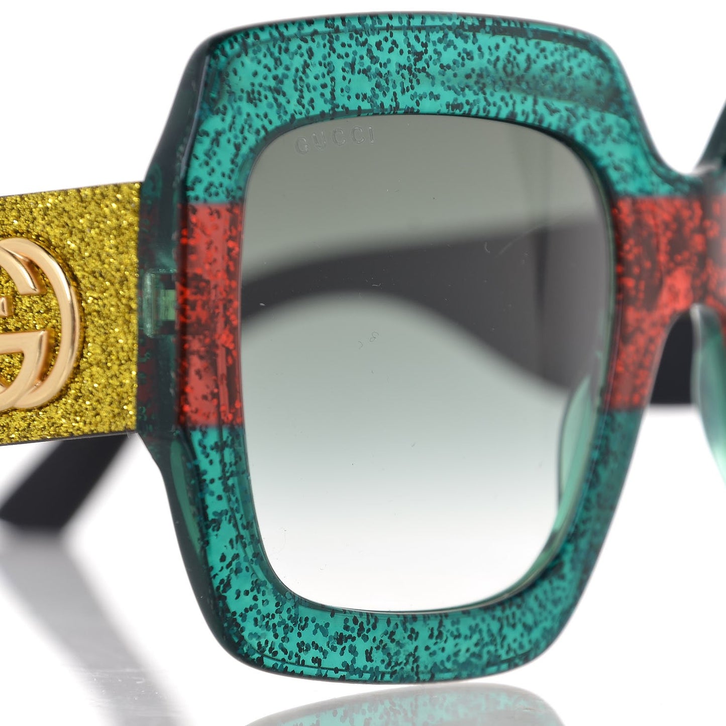 Square Frame GG0102S Sunglasses Glitter Red Black Green