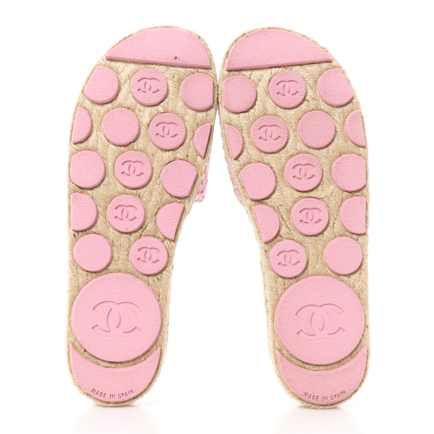 Chanel Tweed Laminated Lambskin CC Slide Sandals 37 Light Pink Gold 5 of 10