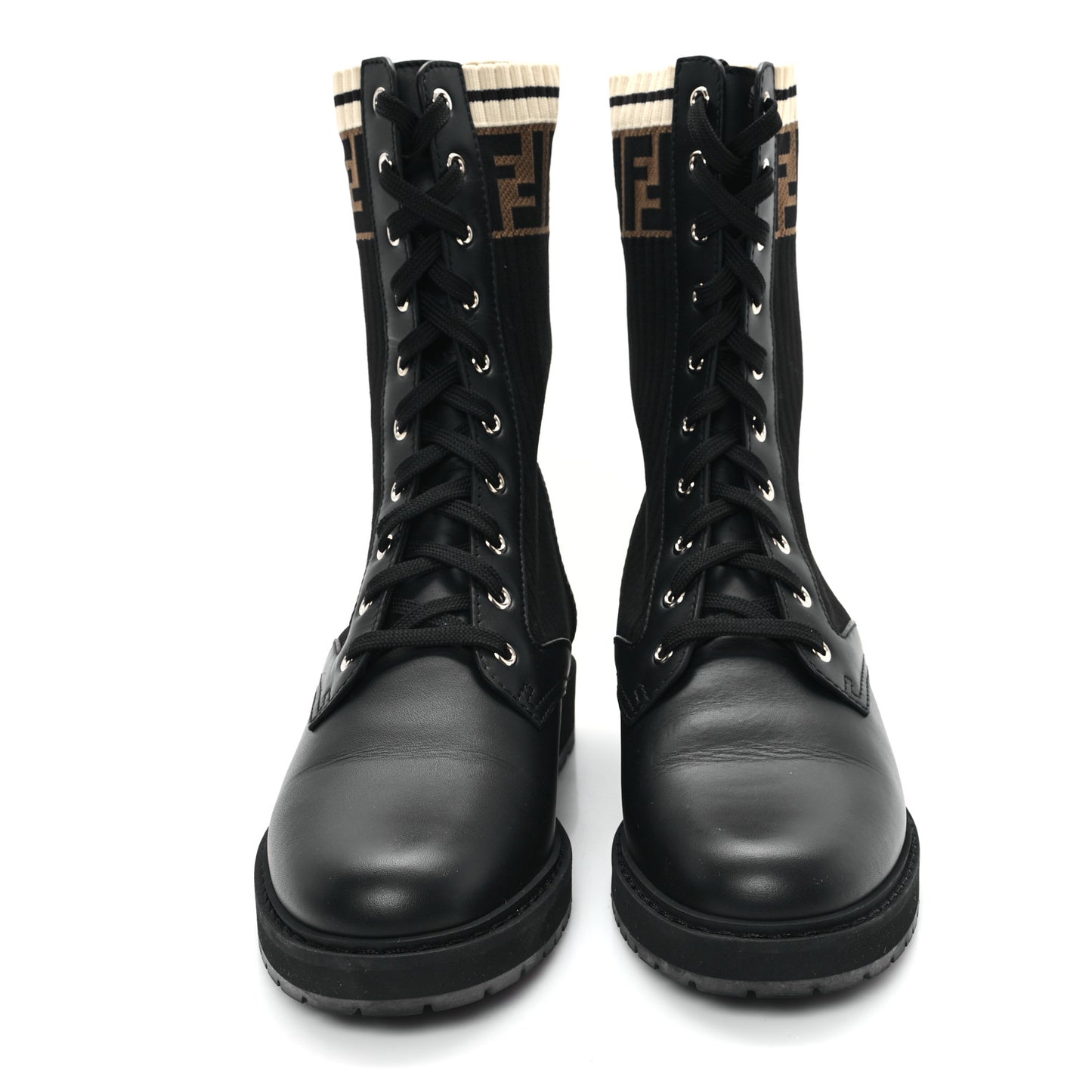 Calfskin Stretch Fabric Rockoko Biker Boots 41 Tobacco Black Marino