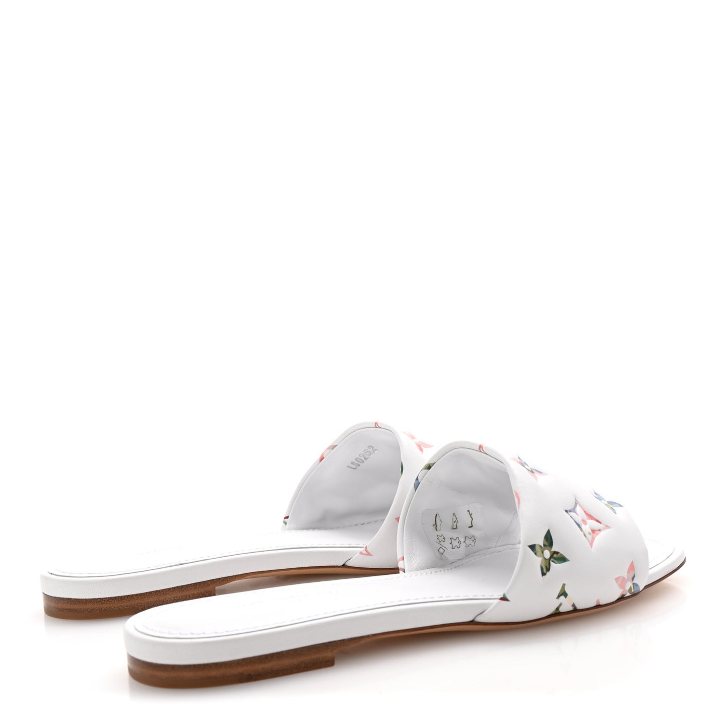 Lambskin Embossed Monogram By The Pool Revival Flat Mules 36 White Multicolor