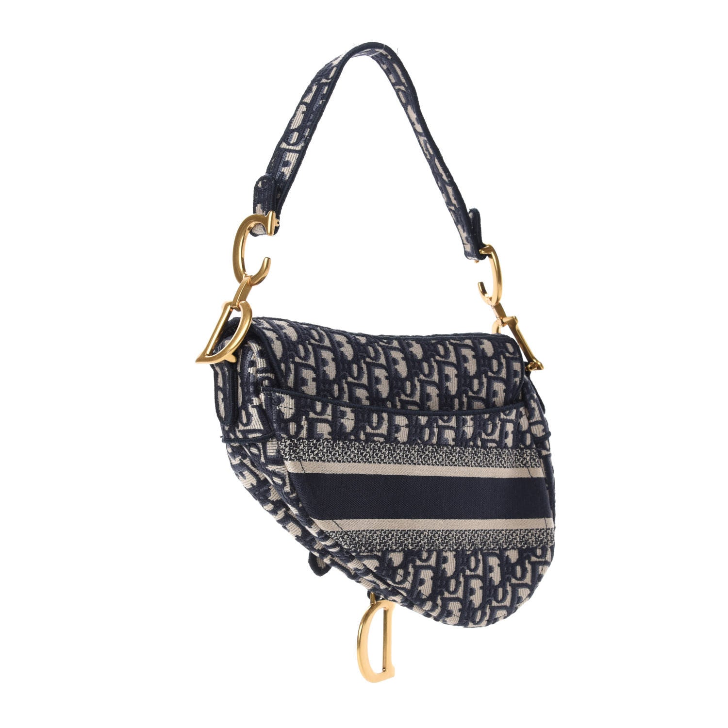 Christian Dior Oblique Embroidered Saddle Bag Blue 3 of 13