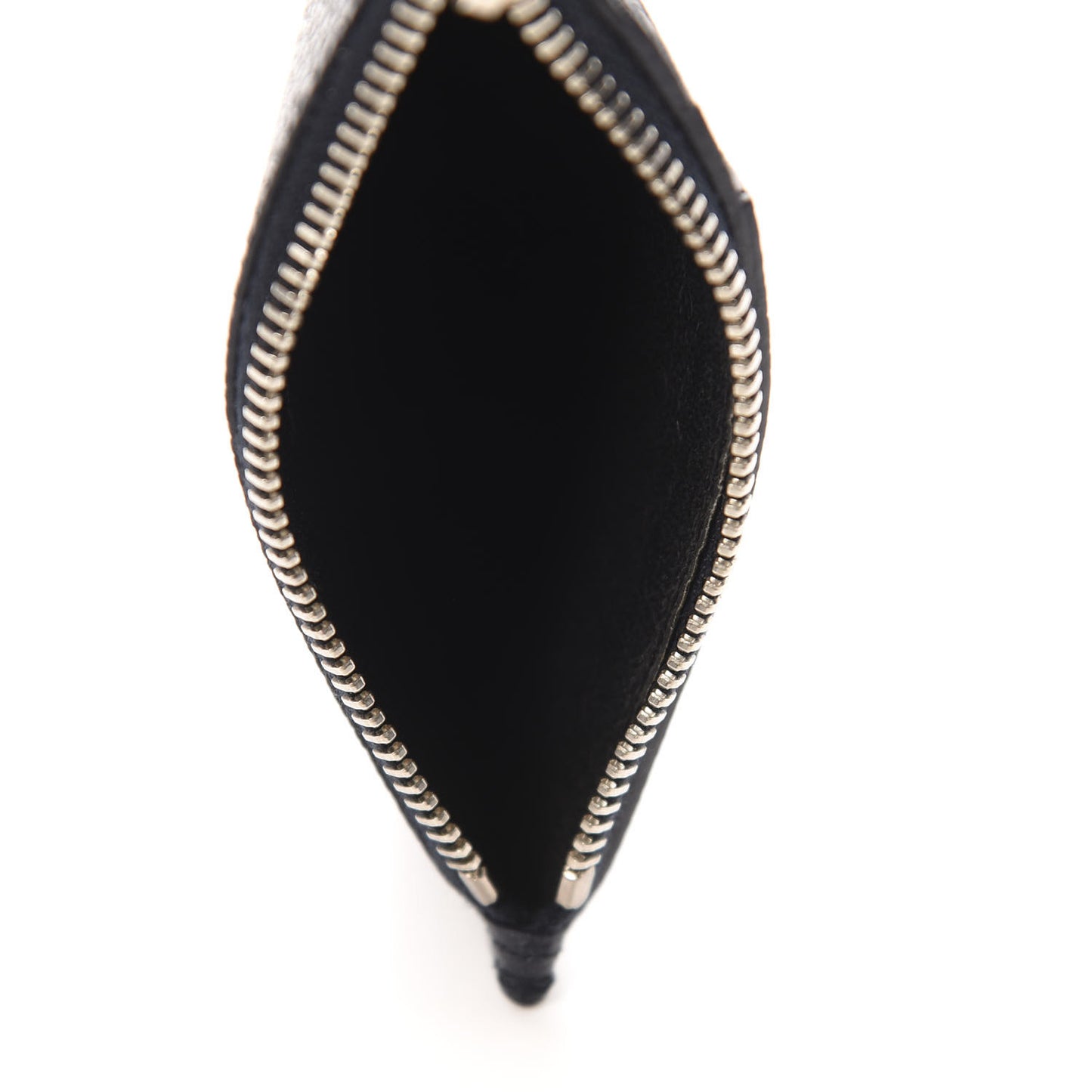 Grained Calfskin 5 Fragments Zip Pouch Card Holder Black