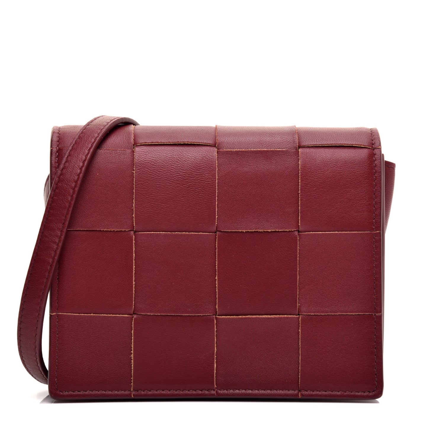 Nappa Maxi Intrecciato Mini Cassette Crossbody Bordeaux