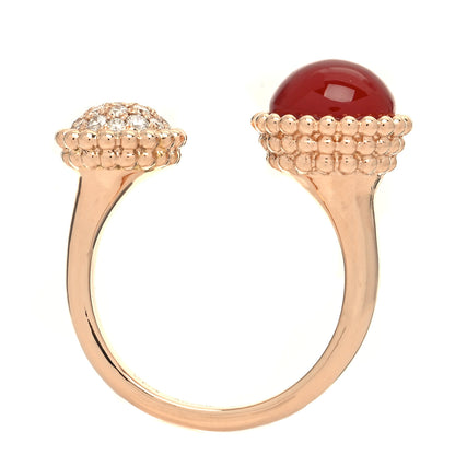 Van Cleef & Arpels 18K Rose Gold Diamond Carnelian Perlee Couleurs Between The Finger Ring 62 10 5 of 5