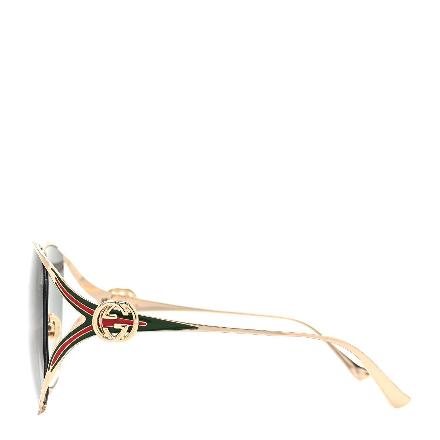 Gucci Metal Oversized Round Frame GG0225S Sunglasses Gold 3 of 7