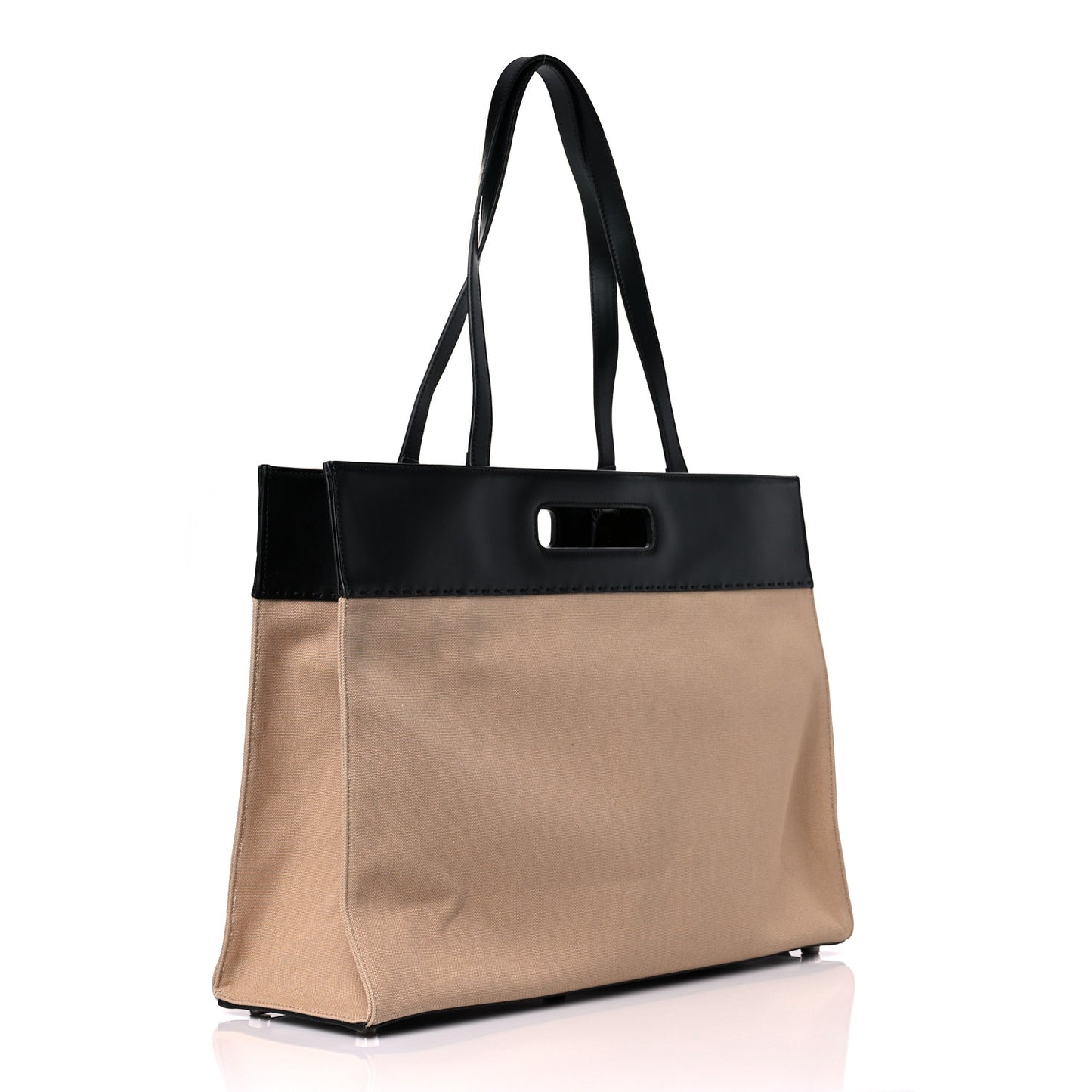 Canvas Vitello King Logo Embroidered East West Shopper Tote Sand Black