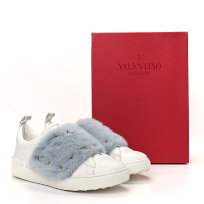 Valentino Garavani Calfskin Mink Fur Sneakers 38 White Niagara 11 of 11