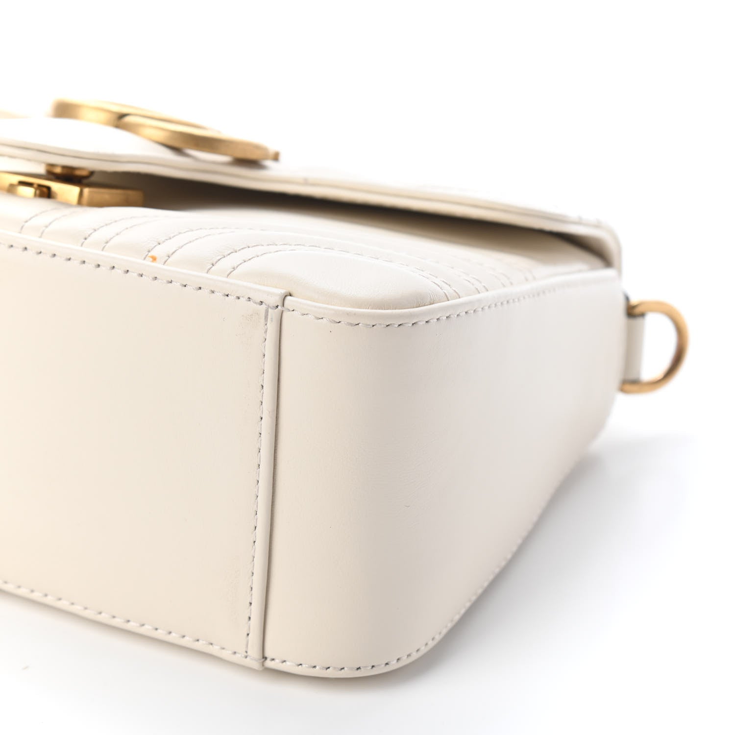 Gucci Calfskin Matelasse Mini GG Marmont Top Handle Shoulder Bag White 8 of 10