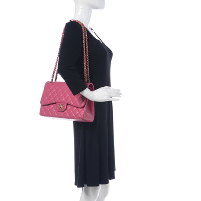 Chanel Lambskin Quilted Jumbo Double Flap Dark Pink 2 of 19