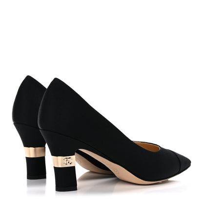 Chanel Grosgrain Cap Toe CC Pumps 36.5 Black 4 of 9