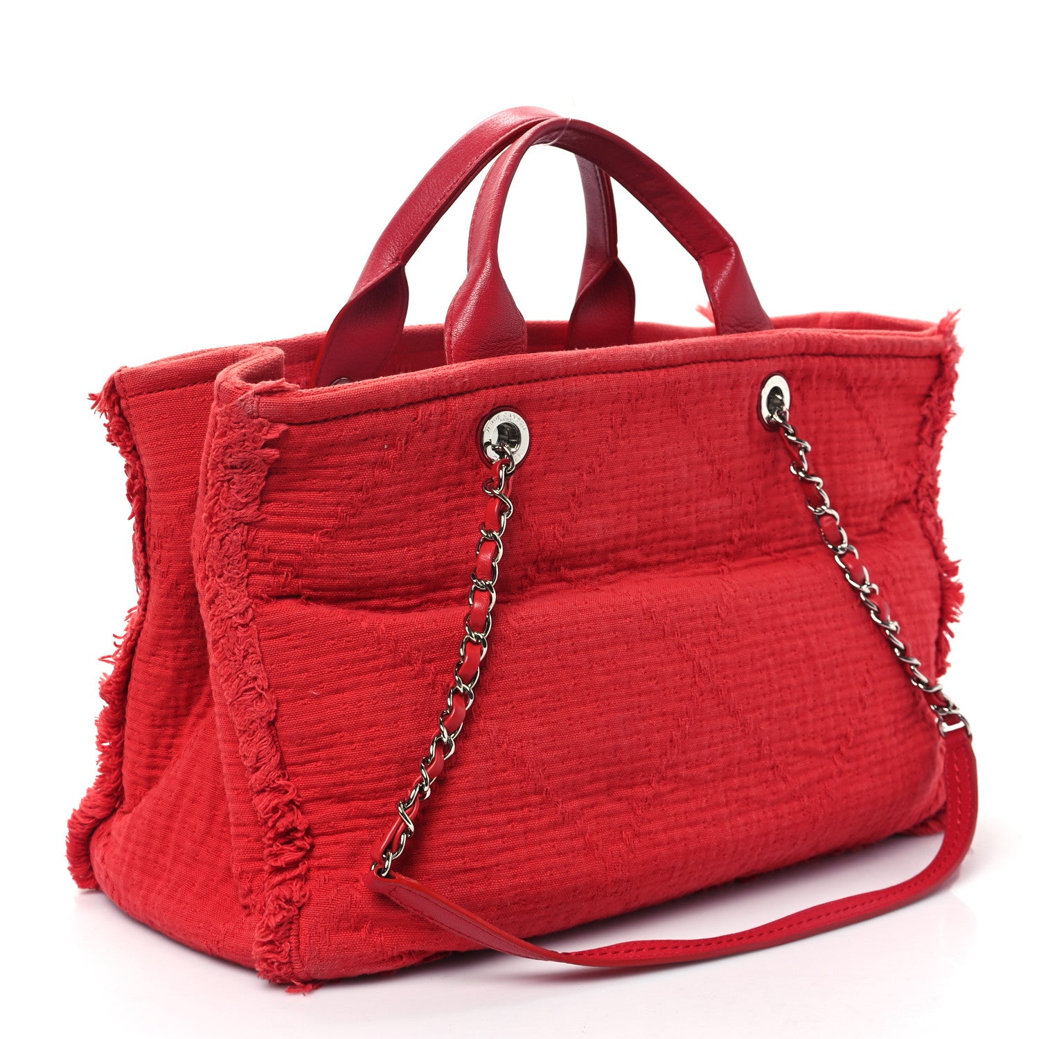 Chanel Canvas Large Double Face Shopping Tote Red 3 of 12