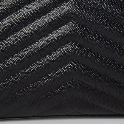Saint Laurent Grain De Poudre Matelasse Chevron Monogram Chain Wallet Black 21 of 23