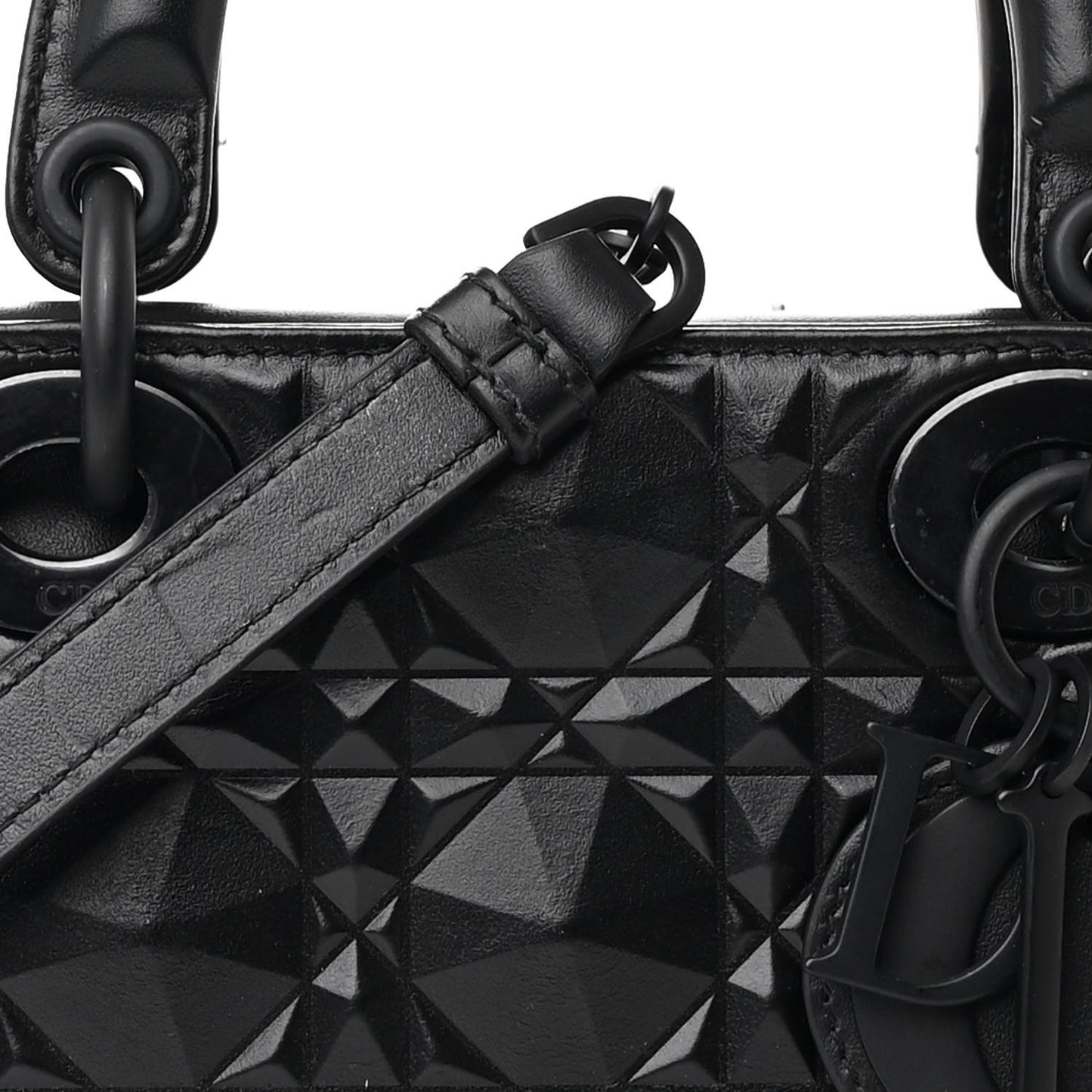 Calfskin Cannage Diamond Medium Lady D-Joy Black