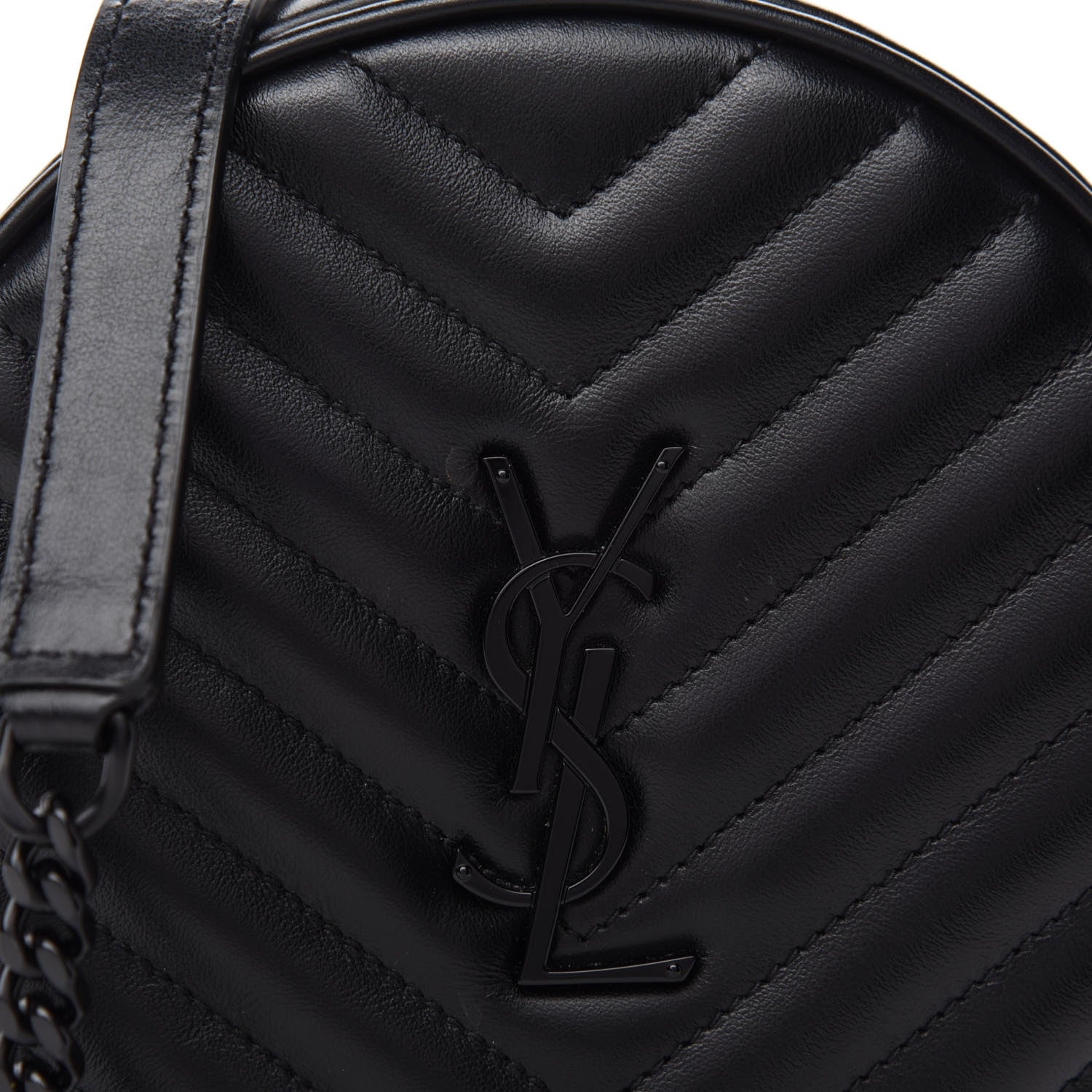 Saint Laurent Calfskin Matelasse Chevron Round Vinyle Camera Bag Black 10 of 10