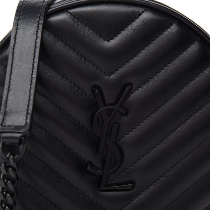 Saint Laurent Calfskin Matelasse Chevron Round Vinyle Camera Bag Black 10 of 10
