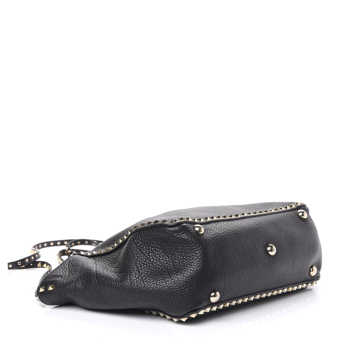 Pebbled Calfskin Medium Rockstud Tote Black