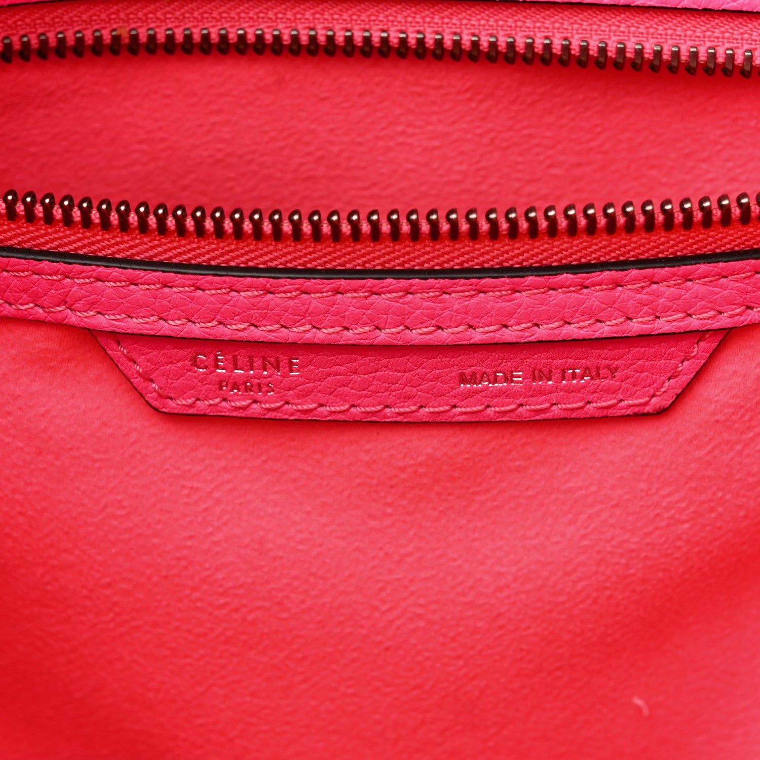 Celine Drummed Calfskin Mini Luggage Fluo Pink 6 of 11