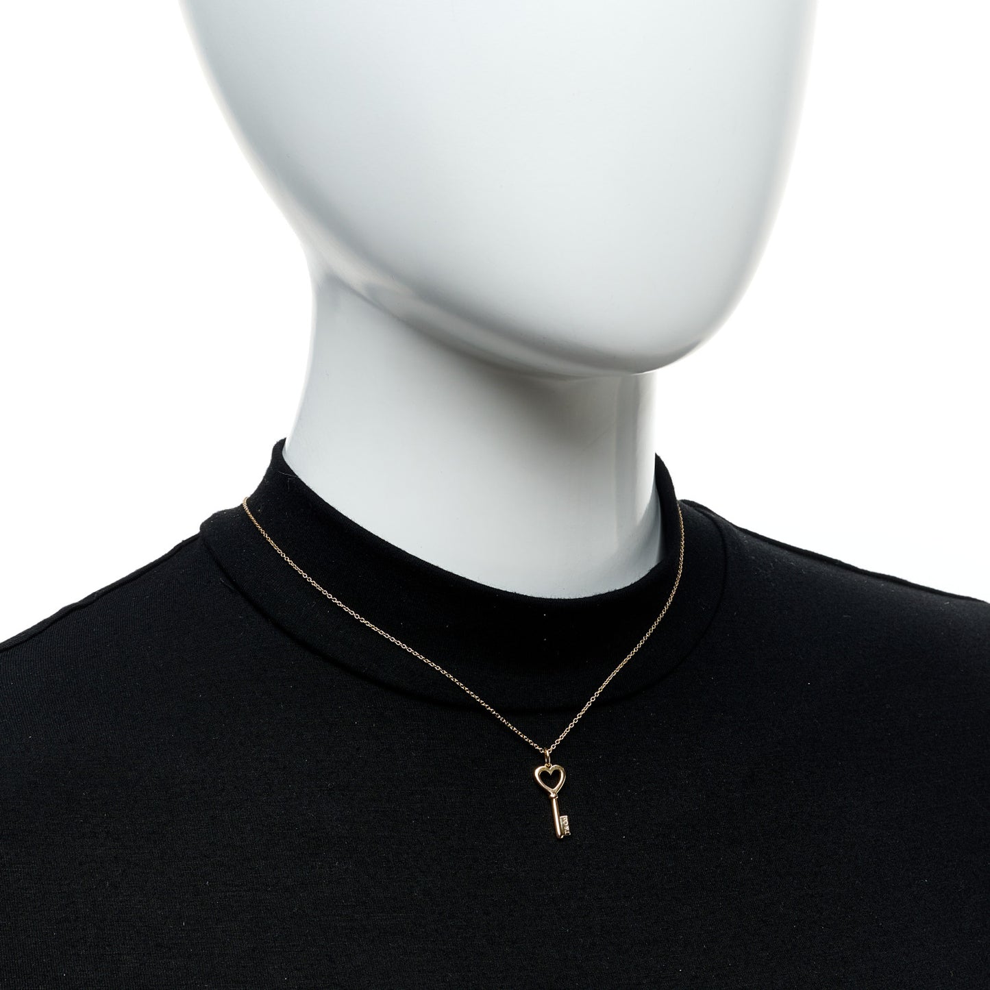 18K Rose Gold Mini Heart Key Pendant Necklace