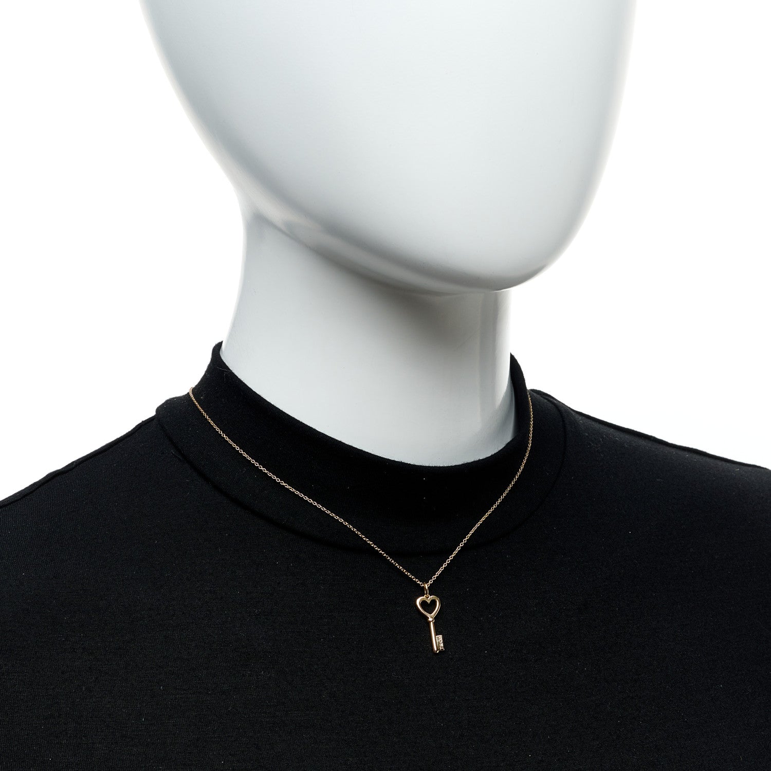 Tiffany 18K Rose Gold Mini Heart Key Pendant Necklace 2 of 6
