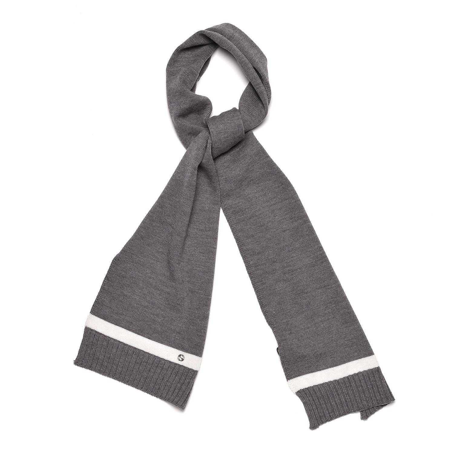 Gucci Wool Newporte Long Scarf Graphite Ivory 1 of 5