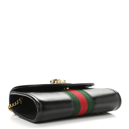 Gucci Textured Calfskin Web Mini Rajah Slim Flap Shoulder Bag Black 4 of 9