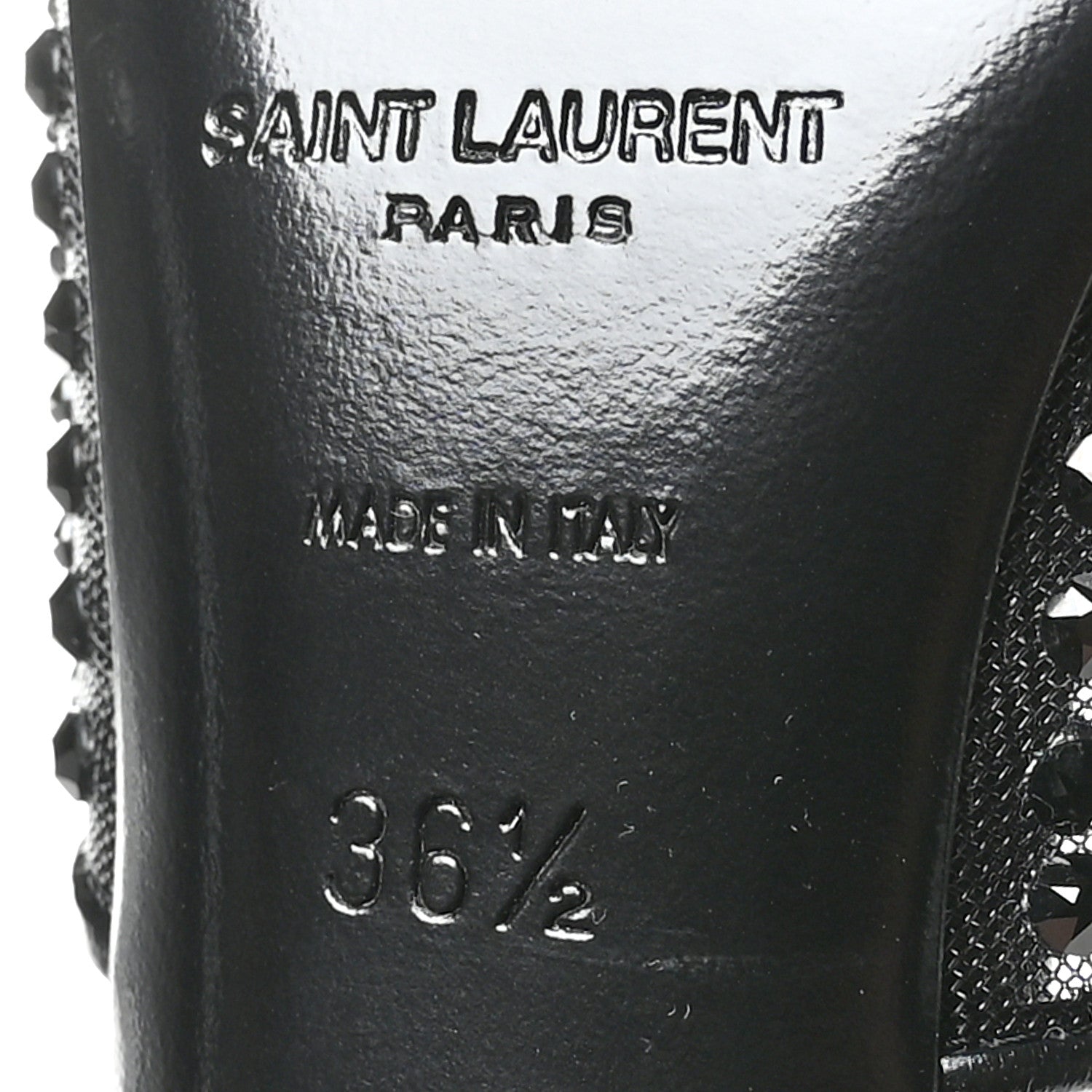 Saint Laurent Tulle Strass Gippy 110 Mule Sandals 36.5 Black 7 of 8