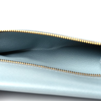 Prada Saffiano Metal Envelope Wallet Cornflower Blue 6 of 12