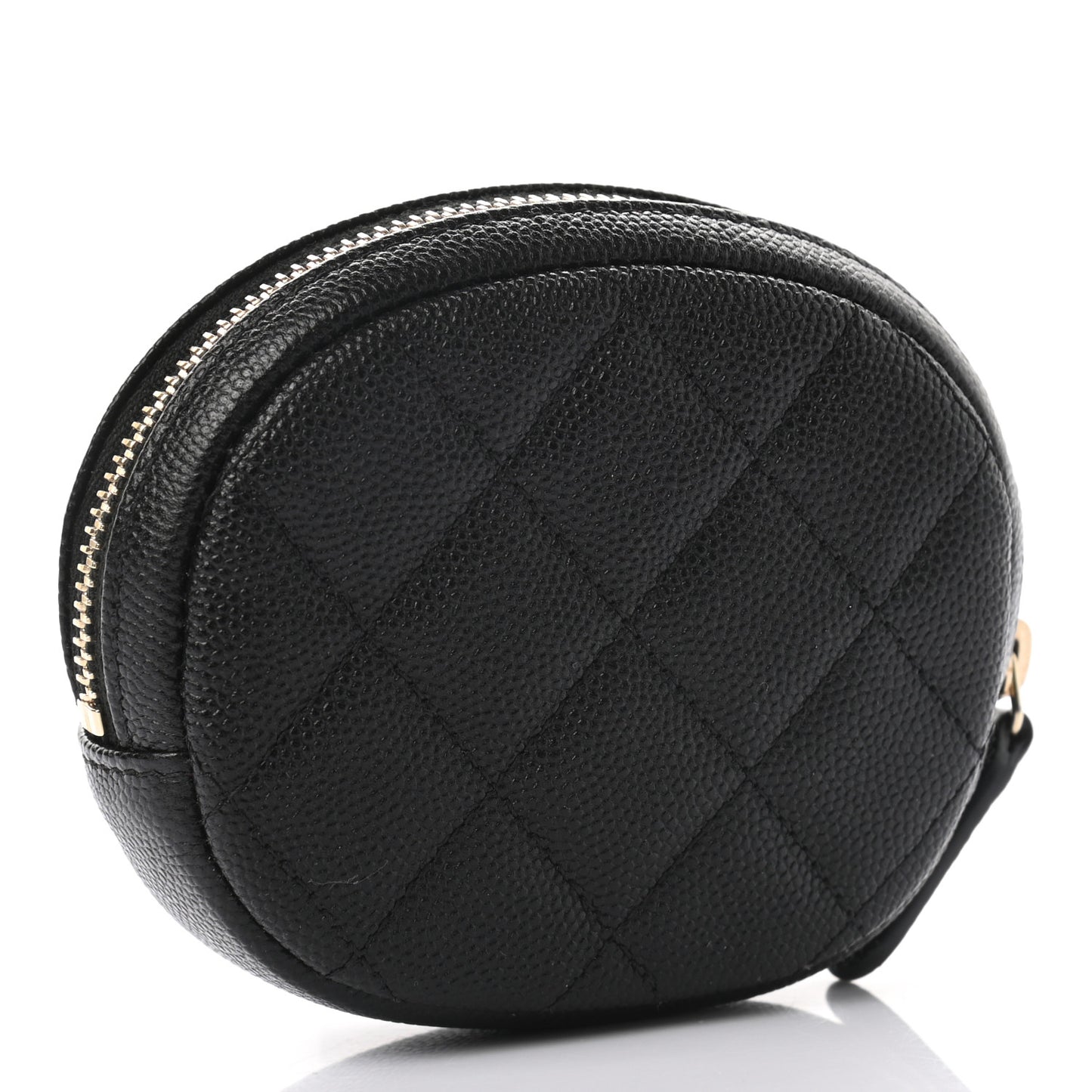 Caviar Quilted Zip Around Classic Coin Purse Black