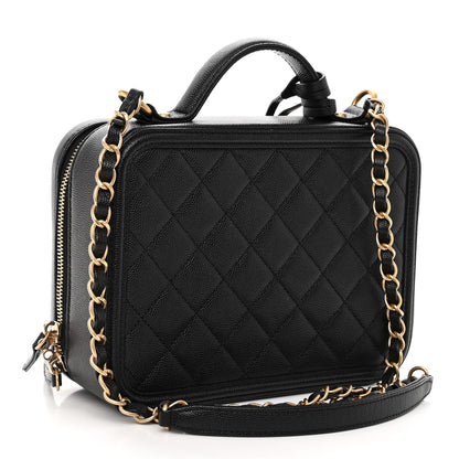 Chanel Caviar Quilted Medium CC Filigree Vanity Case Black 3 of 9
