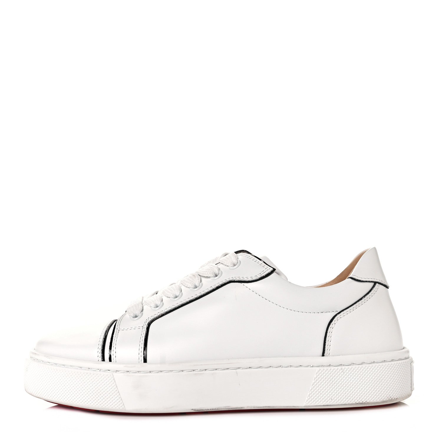 Christian Louboutin Calfskin Patent Vieirissima Flat Sneakers 38.5 White Black 1 of 8