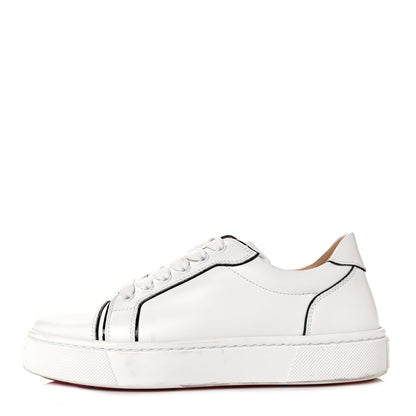 Christian Louboutin Calfskin Patent Vieirissima Flat Sneakers 38.5 White Black 1 of 8
