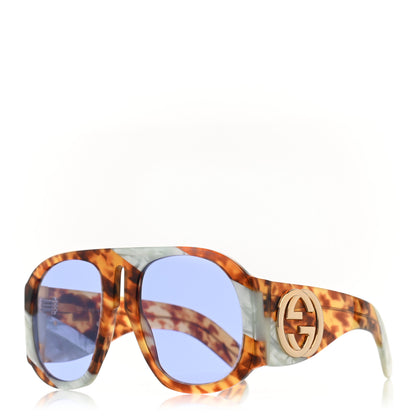 Gucci Oversized Aviator Sunglasses GG0152S Tortoise Mother Of Pearl 1 of 8