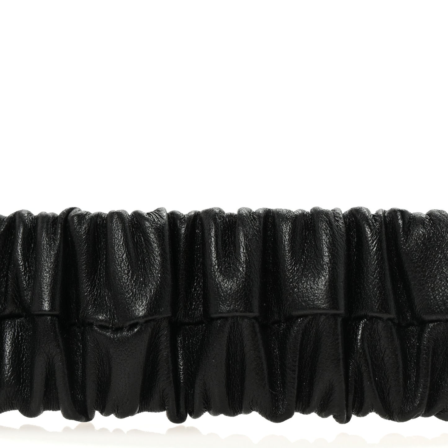 Lambskin Metal Crystal CC Ruched Belt 80 32 Black