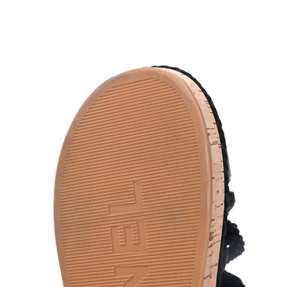 Chanel Cord Lambskin Quilted Logo Sandals 36 Black 11 of 13
