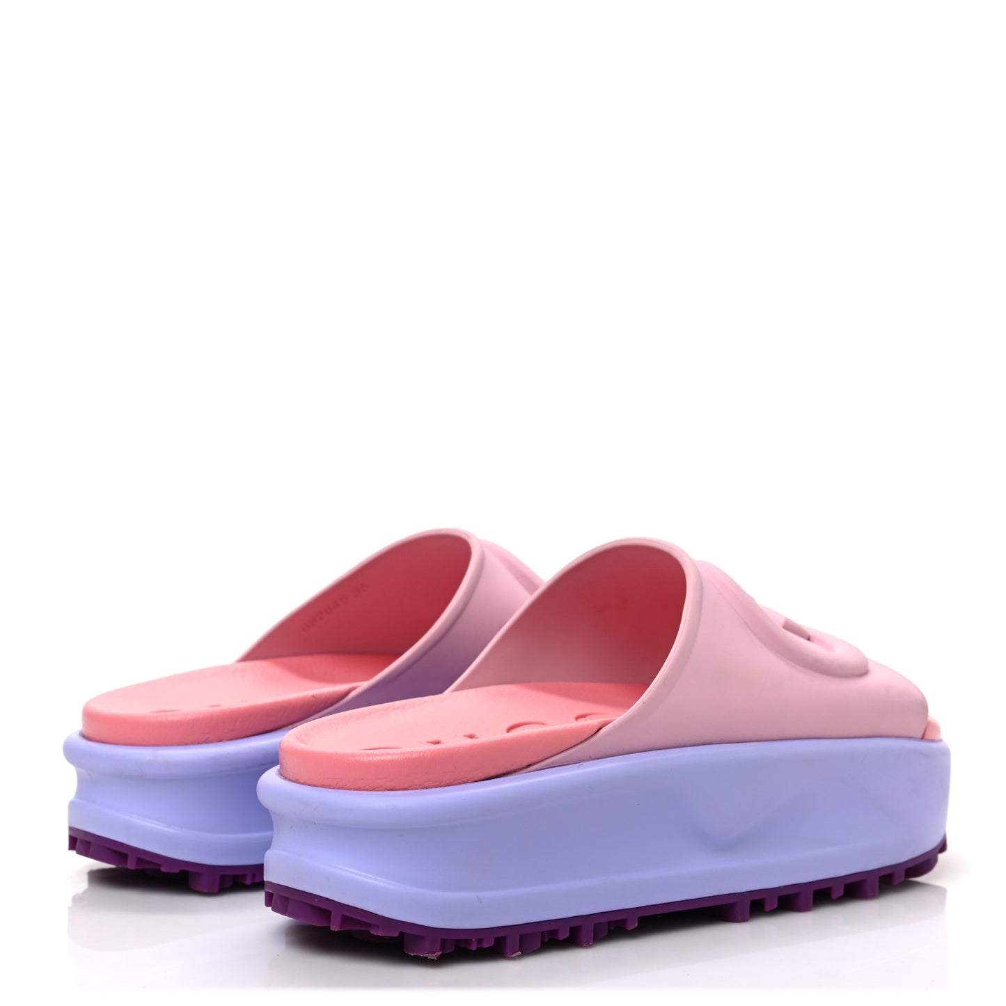 Soft Rubber Womens Interlocking G Platform 42mm Slide Sandals 35 Sugar Pink