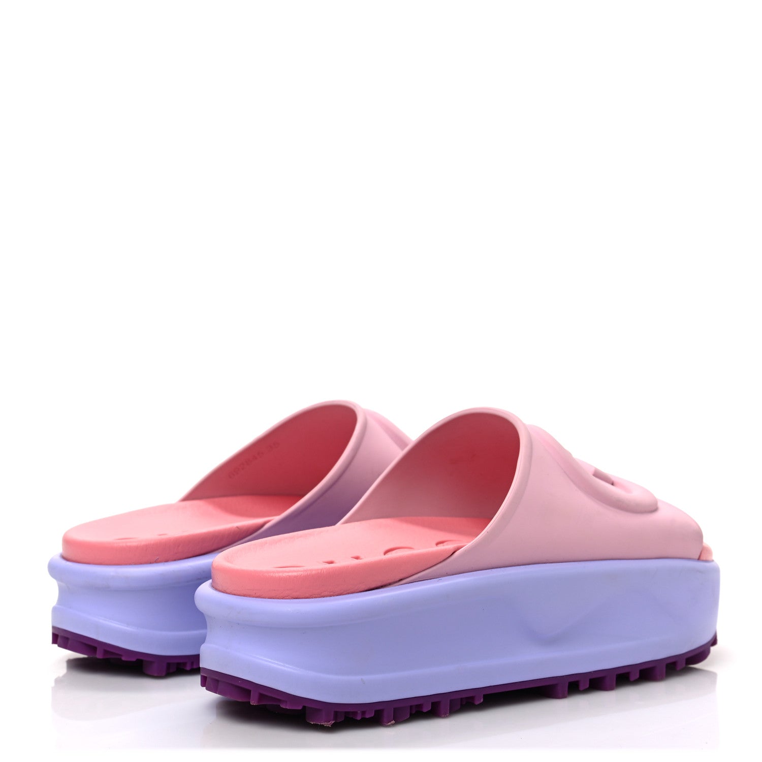 Gucci Soft Rubber Womens Interlocking G Platform 42mm Slide Sandals 35 Sugar Pink 4 of 8