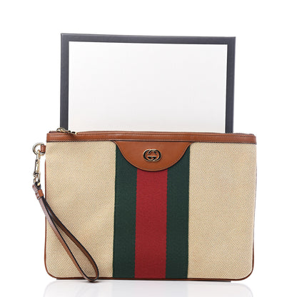 Gucci Vintage Canvas Web Pouch Sand Cuir 11 of 11