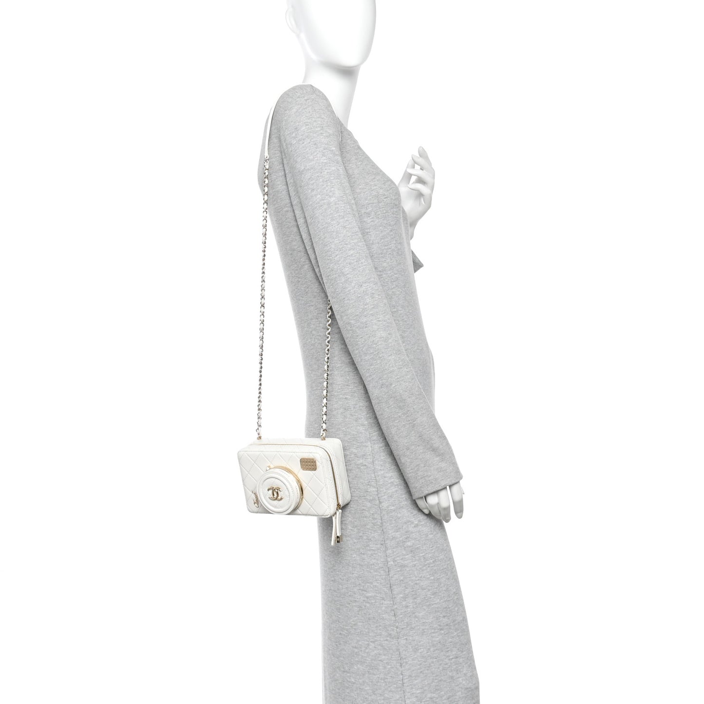Lambskin Quilted Coco Click Bag White