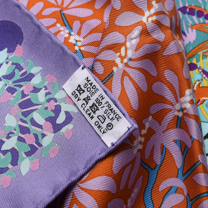 Hermes Silk Dans Un Jardin Anglais Scarf 90 Lilac Aqua Bleu 5 of 6