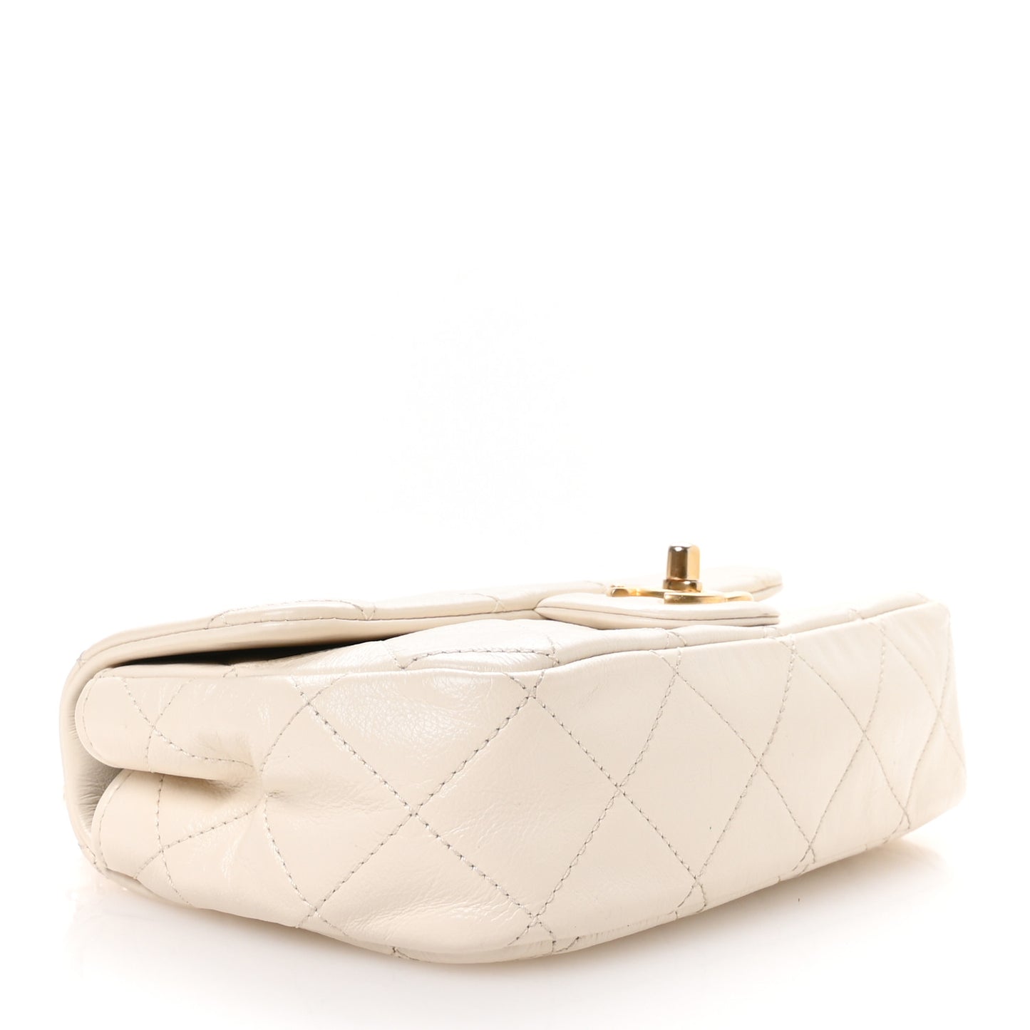 Calfskin Quilted Crystal Pearls Small Flap Bag White