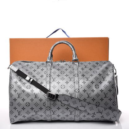 Louis Vuitton Metallic Monogram Keepall Bandouliere 50 Silver 14 of 14