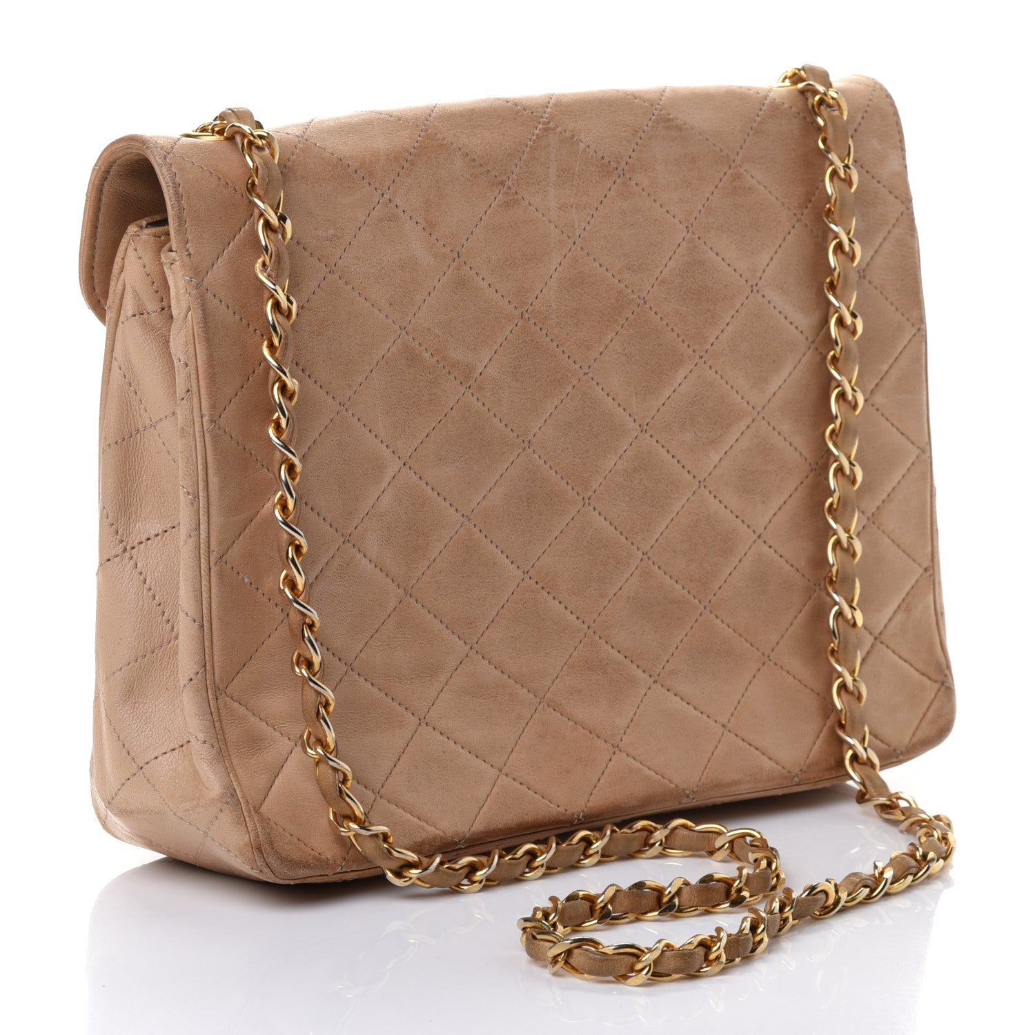 Chanel Lambskin Quilted Medium Single Flap Beige 2 of 5