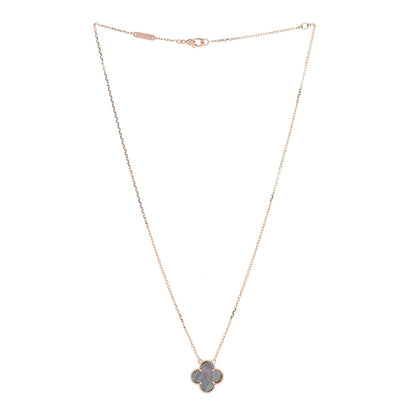 Van Cleef & Arpels 18K Rose Gold Gray Mother of Pearl Vintage Alhambra Pendant Necklace 2 of 8