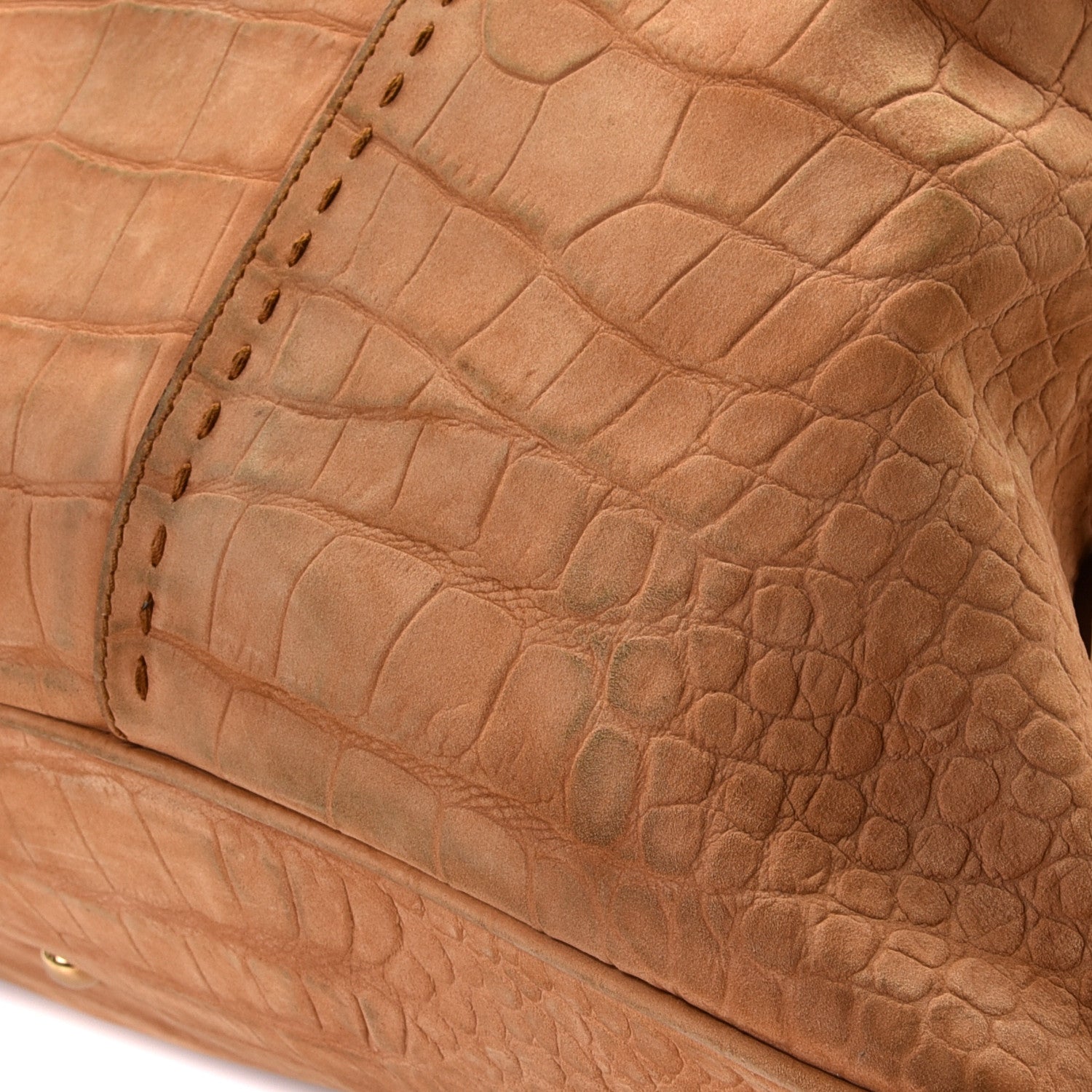 Saint Laurent Nubuck Crocodile Embossed Oversized Muse Brown 18 of 18
