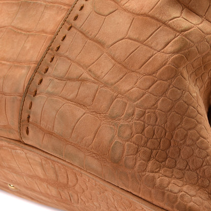 Saint Laurent Nubuck Crocodile Embossed Oversized Muse Brown 18 of 18