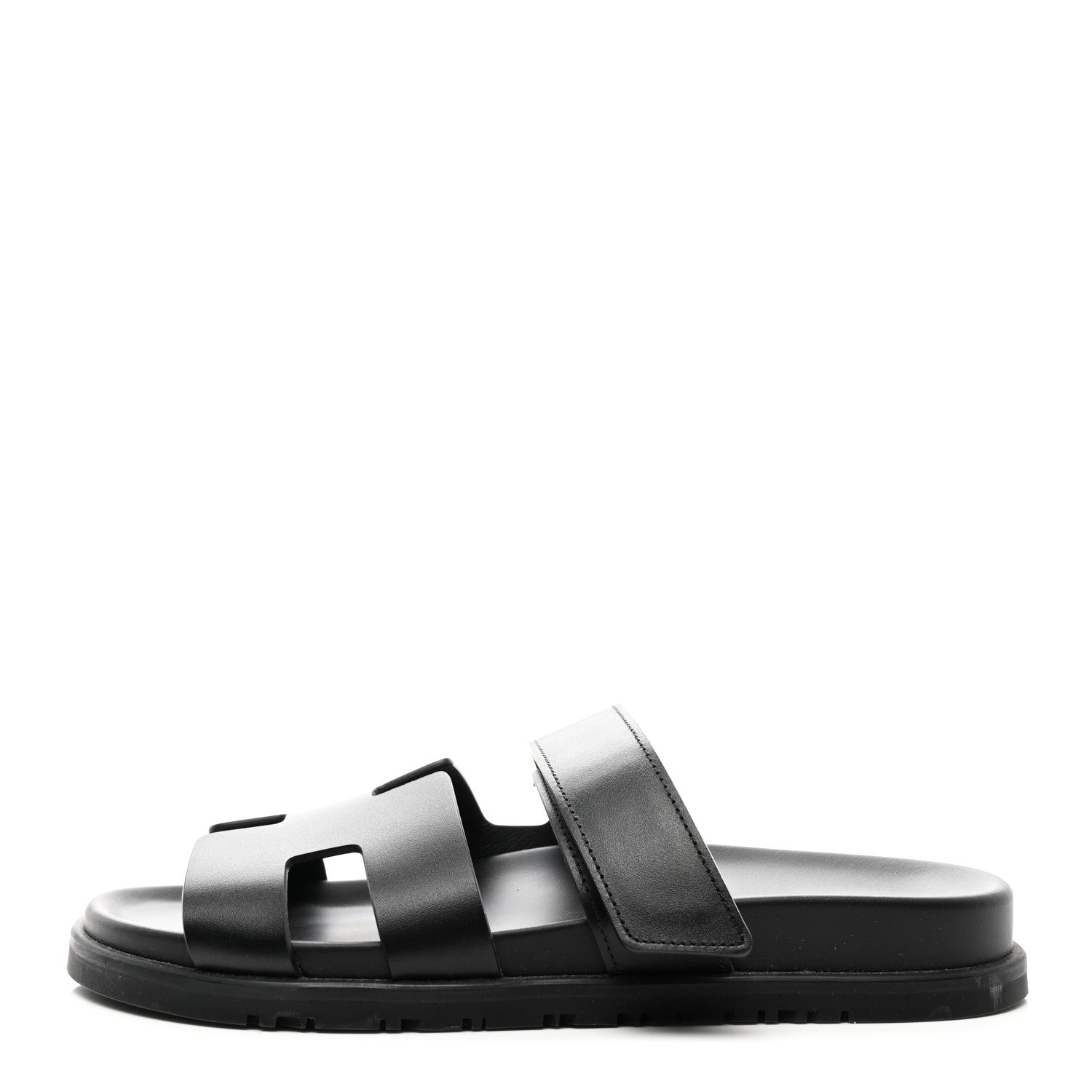 Hermes Calfskin Womens Chypre Sandals 38 Black 1 of 9