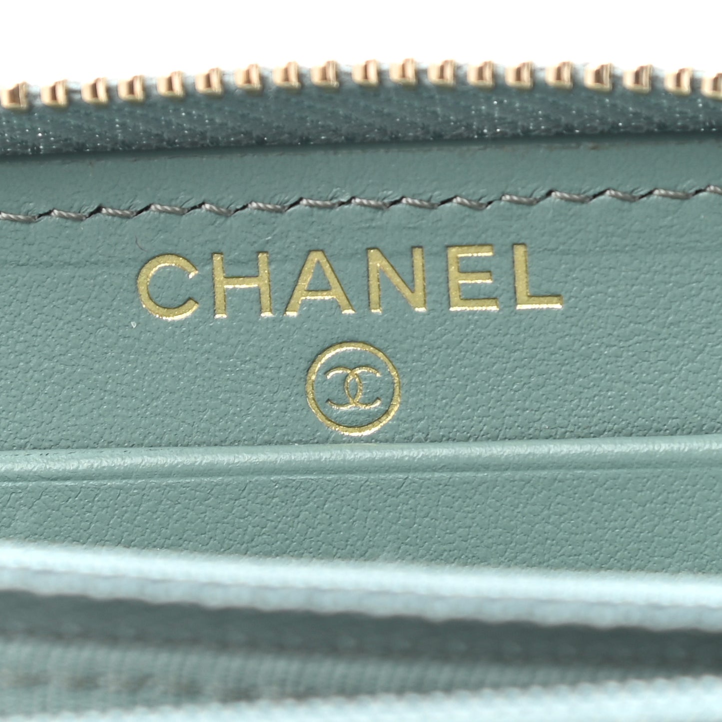 Caviar Quilted Medium Zip Around Wallet Light Blue